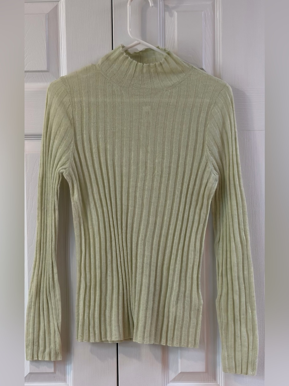 Madewell Mint Green Alpaca Ribbed Lightweight Mock Neck Sweater Size M